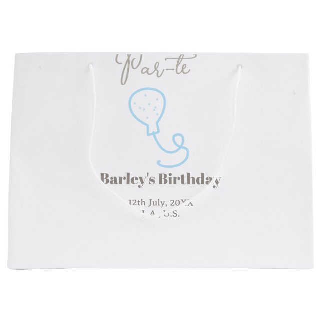 par tee födelsedag grå blå ballong klotter namn (Framsidan)