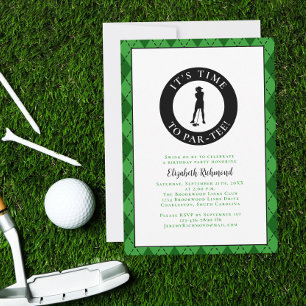 Par Tee Golfare Roligt Humor Födelsedagsfest För H Inbjudningar