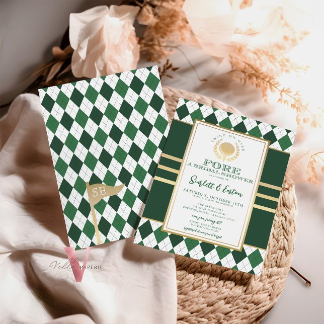 PAR-TEE Grönt Golf Inbjudningskort för möhippan (Skapare uppladdad)