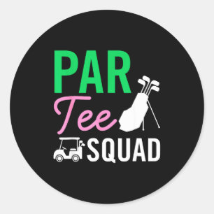 Par Tee Squad Rolig Födelsedagsfest Golfspelare Fa Runt Klistermärke