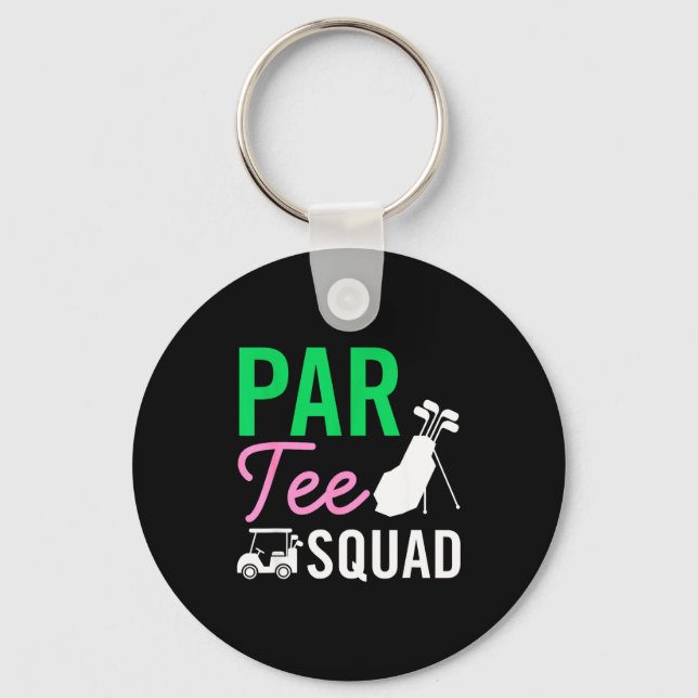 Par Tee Squad Roligt Födelsedagsfirande Golfspelar Nyckelring (Framsida)