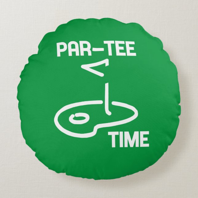 Par-Tee Time White Rund Kudde (Framsidan)
