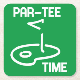 Par-Tee Time White Underlägg Papper Kvadrat
