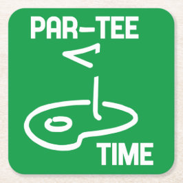Par-Tee Time White Underlägg Papper Kvadrat