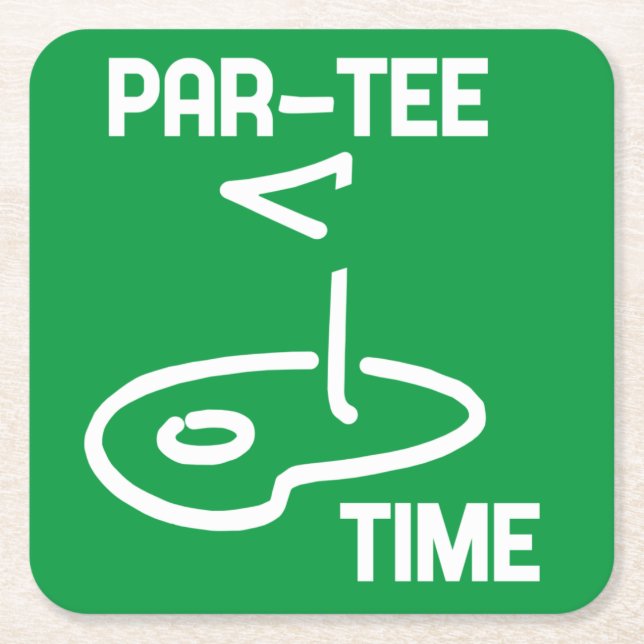 Par-Tee Time White Underlägg Papper Kvadrat (Framsidan)