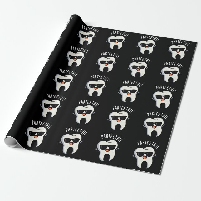 Par-teeth Roliga Tandläkarskämt Mörk Bakgrund Presentpapper (Utrullad)