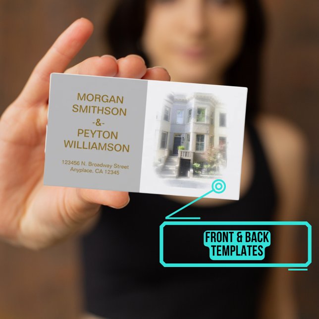 Par Telefonkort - foto med Gräns Grått Visitkort (This design has easily customizable templates for text and photo.)