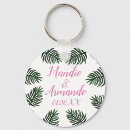 Par Tropical Grey Bröllop Datum Nyckelring