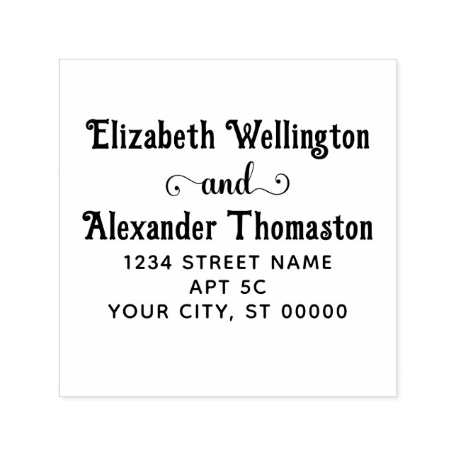 Par Två Namn Fancy “och” #2 Returadress Självfärgande Stämpel (Design)