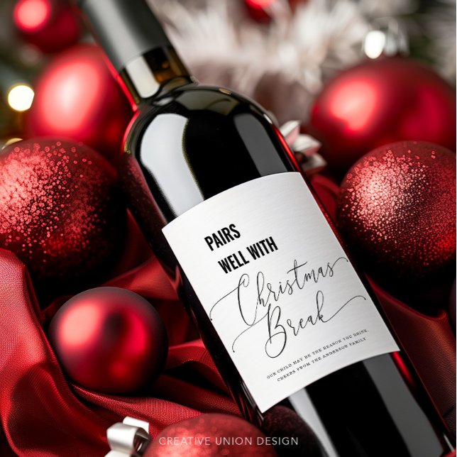 Par väl med jullektorn Break Vin Gift Teacher Vinflaska Etikett (Skapare uppladdad)