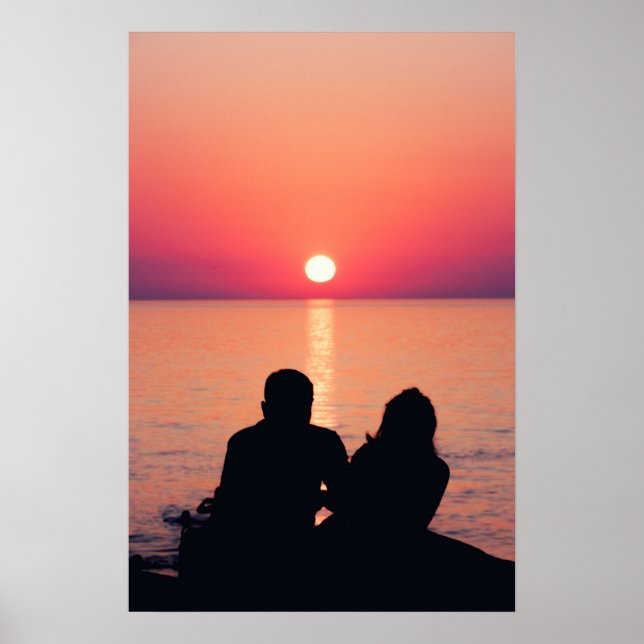 Par vid havet i solnedgång poster (Framsidan)