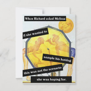 Par vid stranden med varmkorv Rolig personlig Vykort