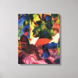 Par vid trädgårdsbordet av August Macke Canvastryck