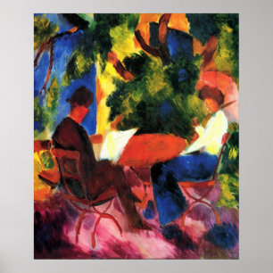 Par vid trädgårdsbordet av August Macke Poster
