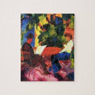 Par vid trädgårdsbordet av August Macke Pussel