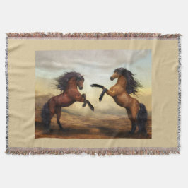 par vild hästar filt