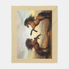 par vild hästar fleecefilt