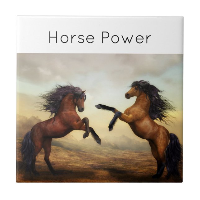 par vild hästar kakelplatta (Framsidan)