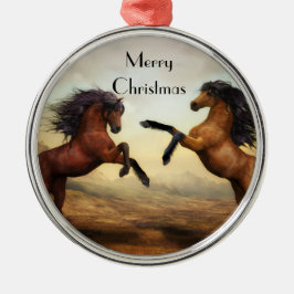 par vild-hästar snowflake julgransprydnad metall
