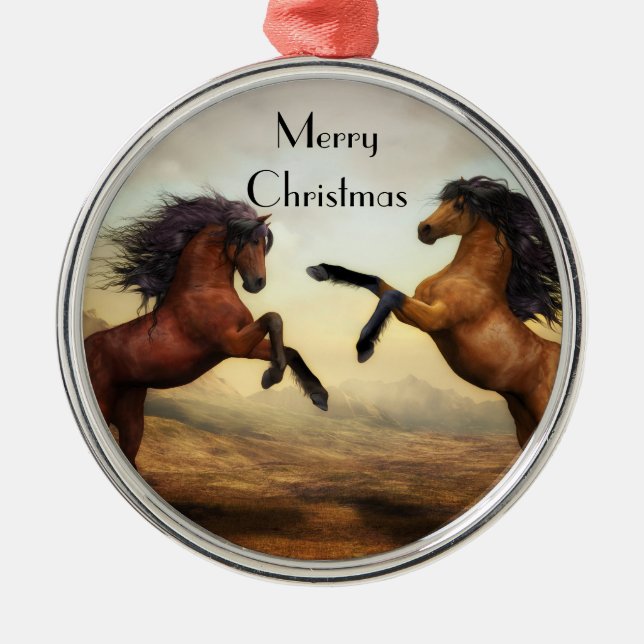 par vild-hästar snowflake julgransprydnad metall (Framsidan)