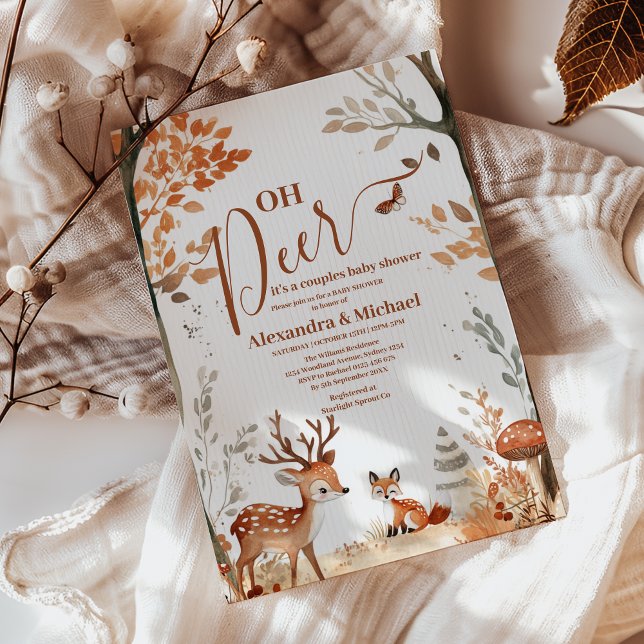 Par Woodland Oh Hjort Forest Baby Shower Inbjudningar (Skapare uppladdad)