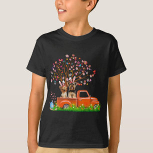 par Yorkie Hund Red Lastbil Bunny Ear Egg Träd Eas T Shirt