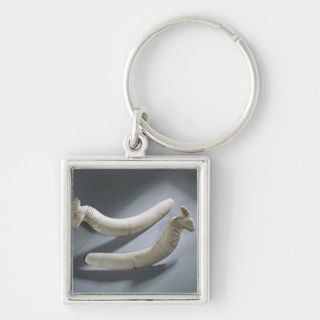 Para av castanets, den Thinite perioden Fyrkantig Silverfärgad Nyckelring (Framsidan)