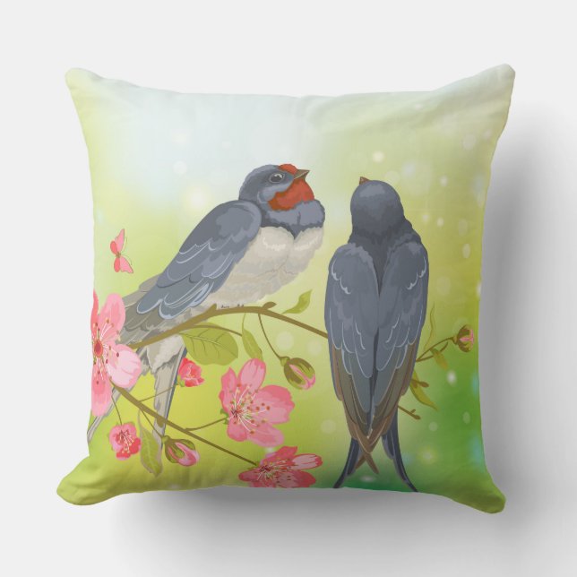 Para av den härliga svalafågeldekorativ kudde (Framsida)