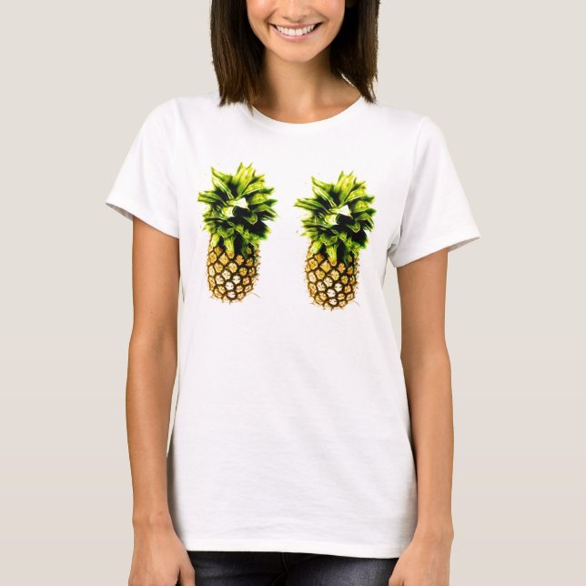 Para av den Perky färgade T-tröja för ananas lätt Tröja (Framsida)