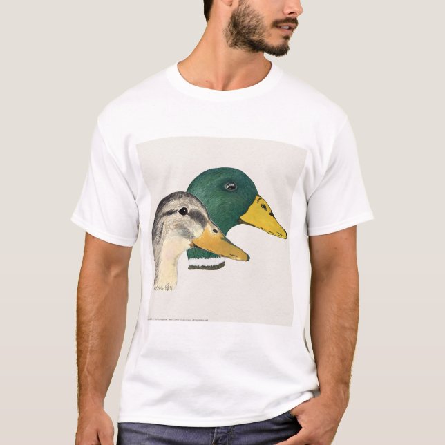 Para av gräsand duckar (draken och hönan) tee (Framsida)