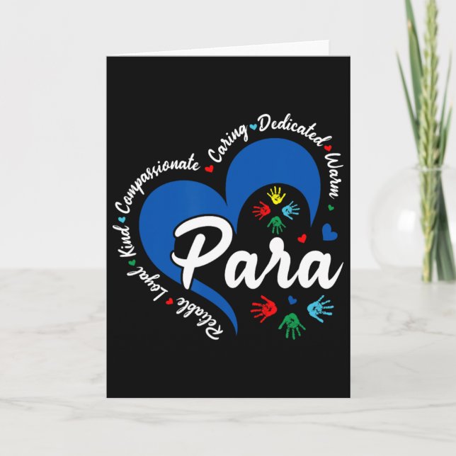 Para Heart Lärare Paraprofessionell Skol Tacksamhe Kort (Framsida)