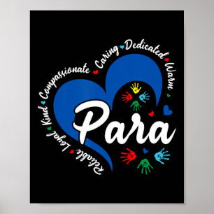 Para Heart Lärare Paraprofessionell Skola Uppskatt Poster