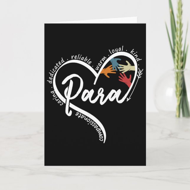 Para Heart Paraprofessional Teacher Paraeducator  Kort (Framsida)