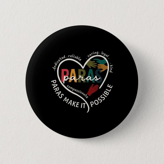 Para Heart Paraprofessionell lärare Paraeducator  Knapp (Framsida)