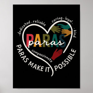 Para Heart Paraprofessionell Lärare Paraeducator Poster