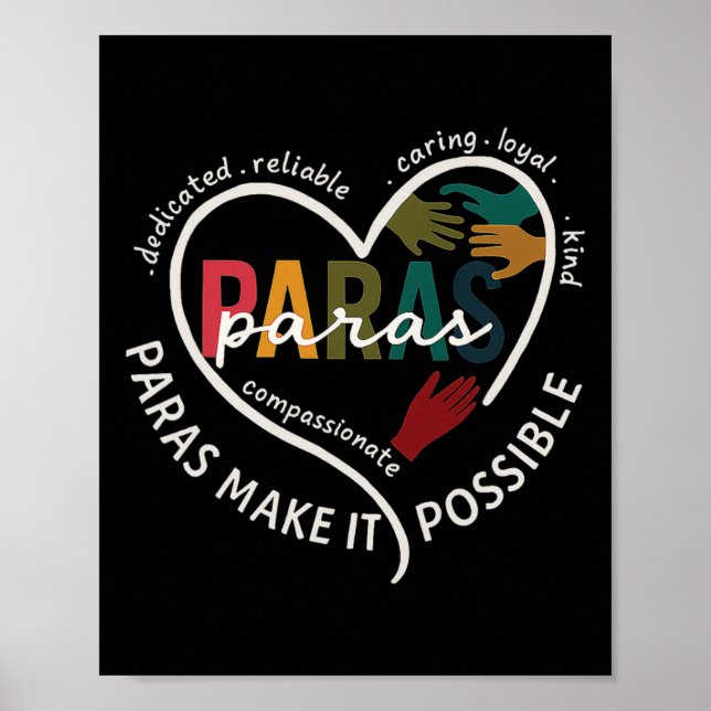 Para Heart Paraprofessionell Lärare Paraeducator  Poster (Framsidan)