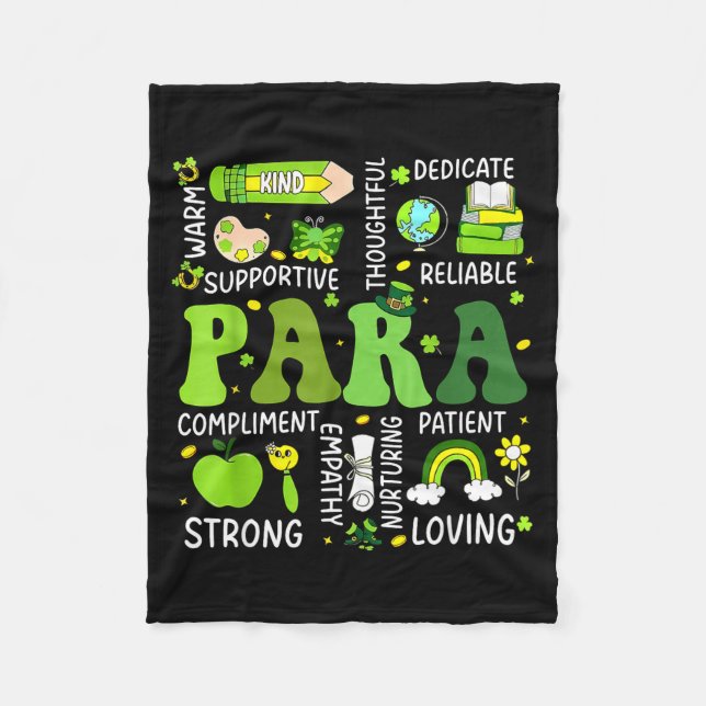 Para lärare st patricks dag paraproffsional fleecefilt (Framsidan)