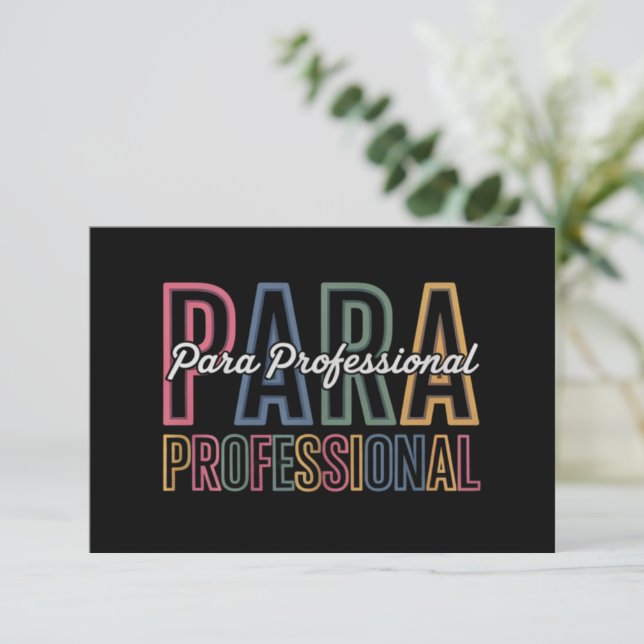 Para Paraprofessional Paraeducator Första Dagen Ti Tack Kort (Stående Fram)