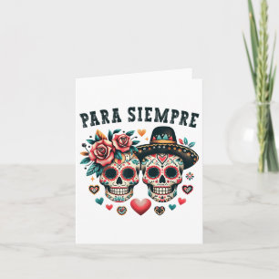 Para Siempre Mexikanskt Par Sockerskalle Alla Hjär Kort