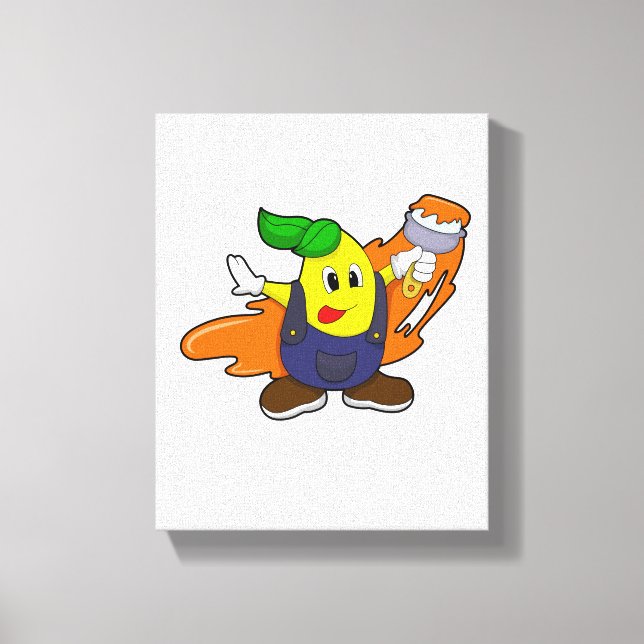 Pära som målarfärg med färgpensel canvastryck (Framsida)