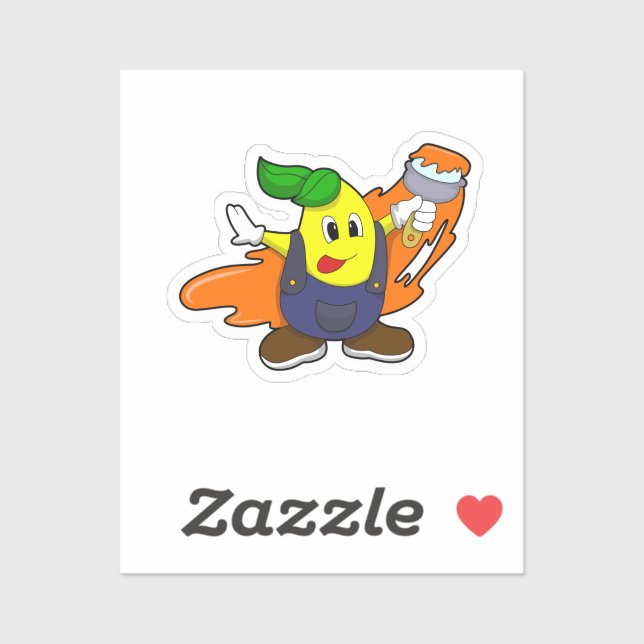 Pära som målarfärg med färgpensel klistermärken (Ark)