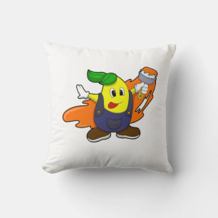 Pära som målarfärg med färgpensel kudde