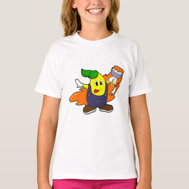 Pära som målarfärg med färgpensel t shirt (Framsida)