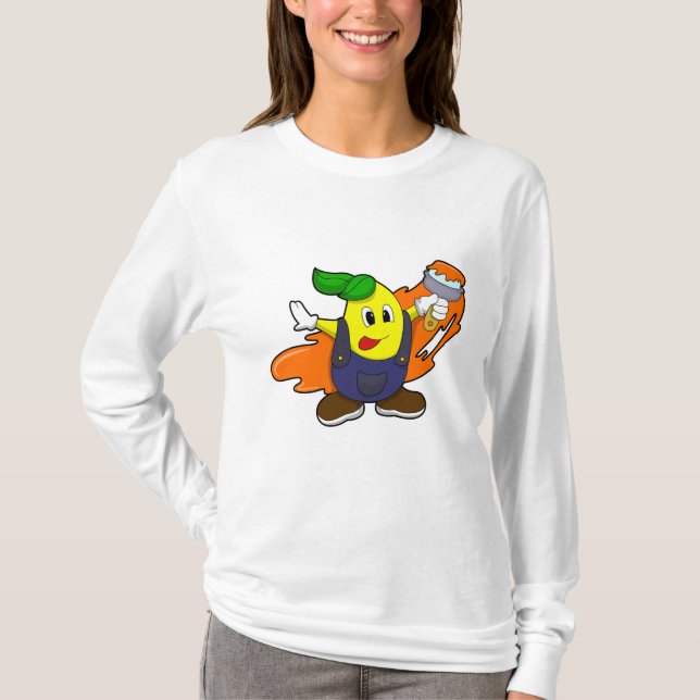 Pära som målarfärg med färgpensel t shirt (Framsida)