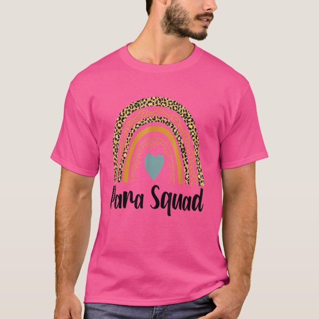 Para Squad Rainbow Leopard första dagen i skolutbi T Shirt (Framsida)