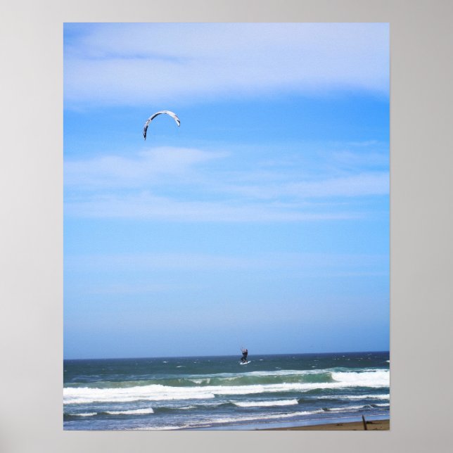 Para Surfer i Luft över Beach Färg 16 x 20 Poster (Framsidan)