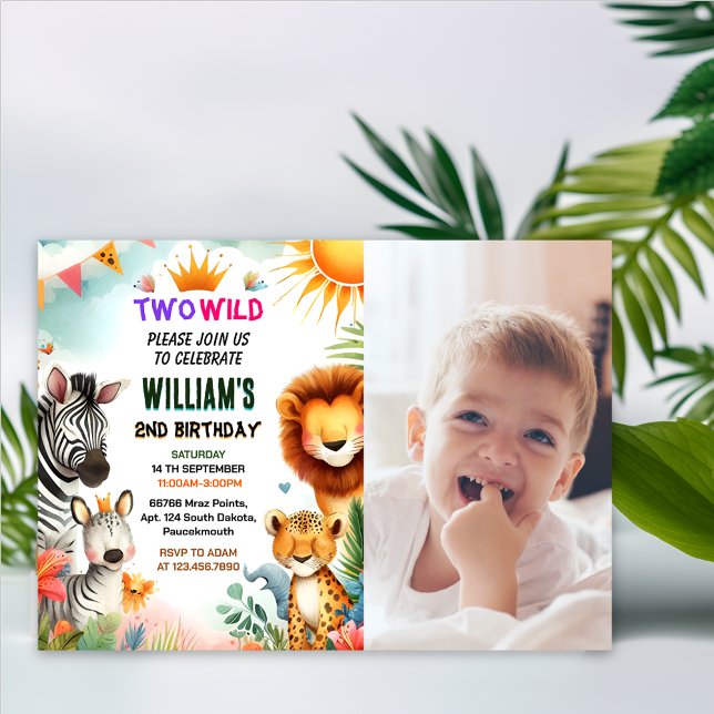 Para zoo zebra safari på två Vilder på andra födel Inbjudningar (Skapare uppladdad)