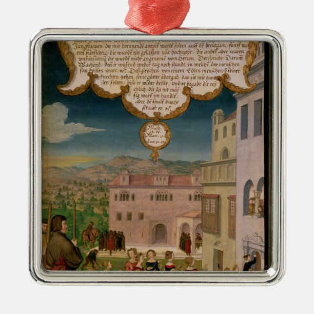 Parabeln av de kloka och dåraktiga oskulderna julgransprydnad metall (Framsidan)