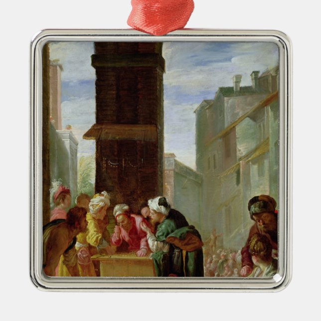 Parabeln av den dyrbara pärlan julgransprydnad metall (Framsidan)