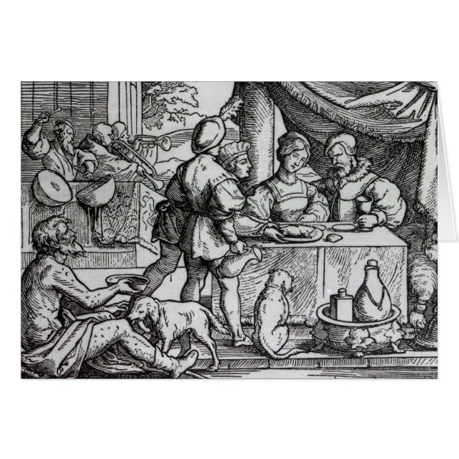 Parabeln av Lazarus och dykar Hälsningskort (Framsidan Horizontal)
